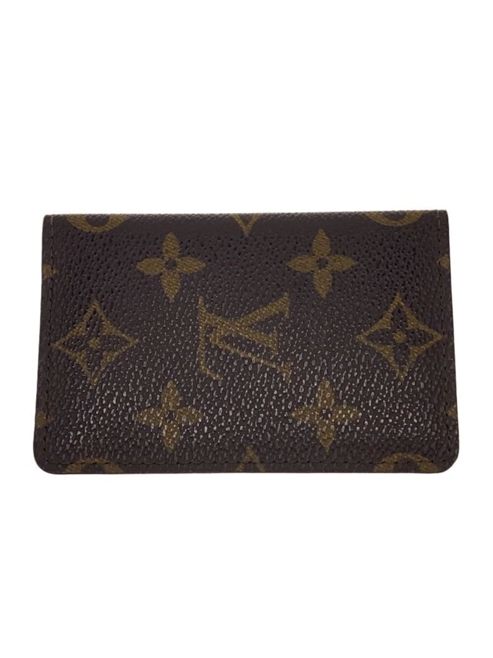 LOUIS VUITTON Pochette Carte Visite Monogram Canvas Leather Brown